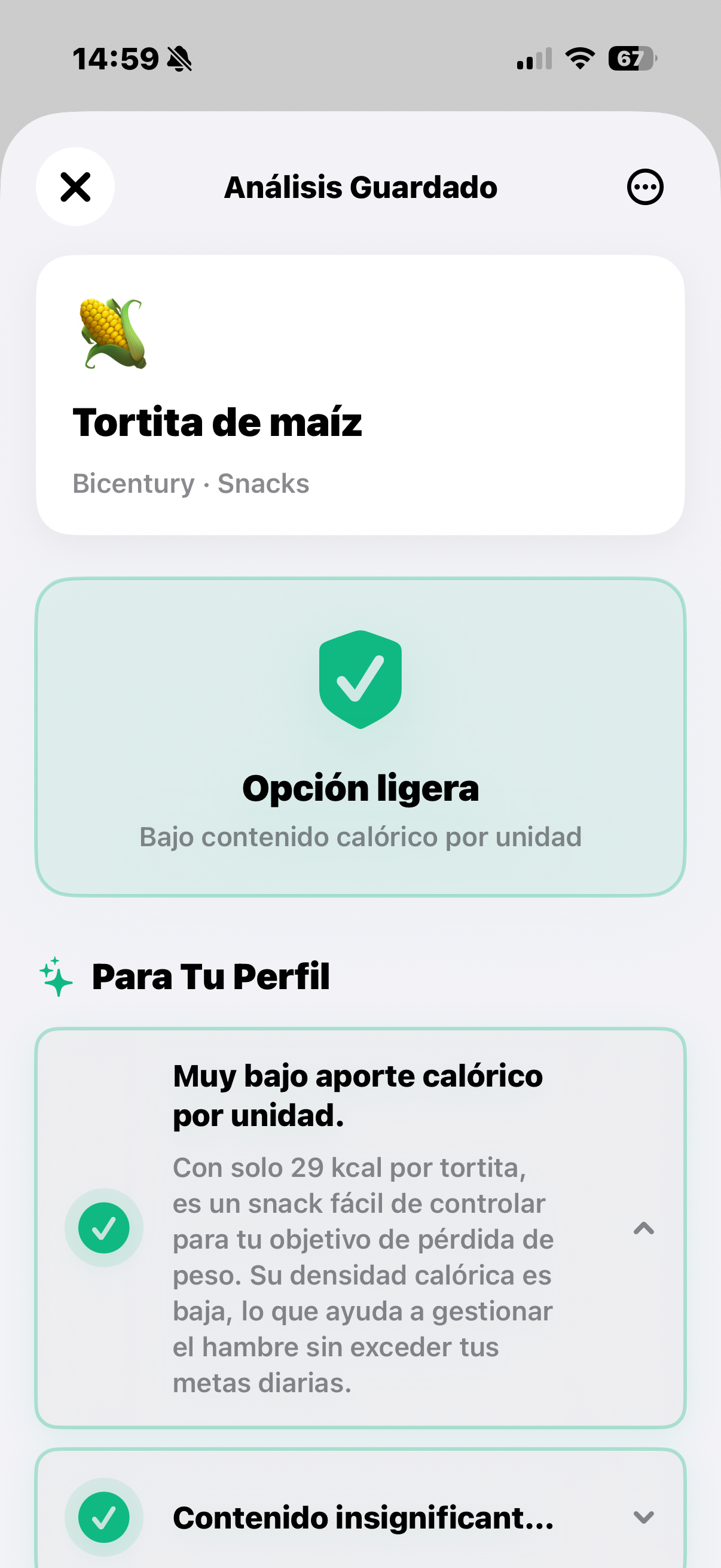 Análisis detallado de producto en Fudi con veredicto personalizado